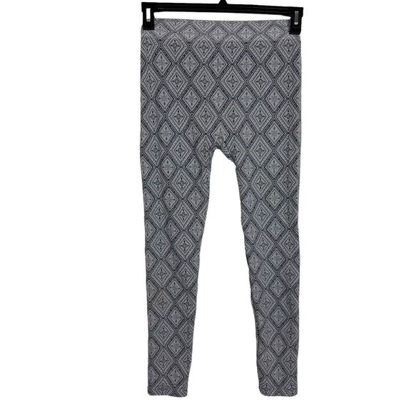 Lucky Brand Pull On Knit Gray & Blue Print Ankle Leggings Size Medium Large - Picture 3 of 5